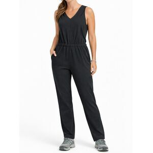Eddie Bauer Women’s Small Black Sleeveless Jogger Jumpsuit Stretch Travel Pocket